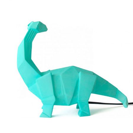 Lampara mesa dinosaurio verde origami lado