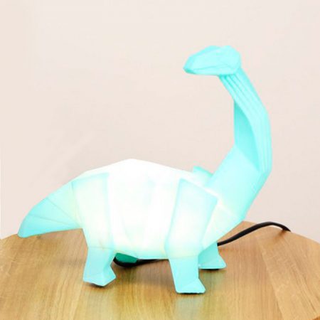 Lampara mesa dinosaurio verde origami diplodocus