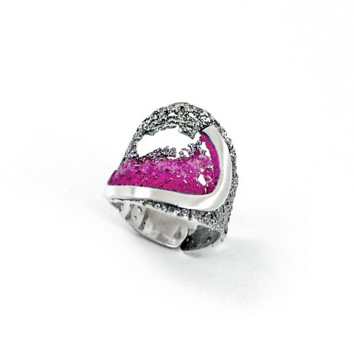 Anillo de plata Orfega colección Atlantica Coral fucsia