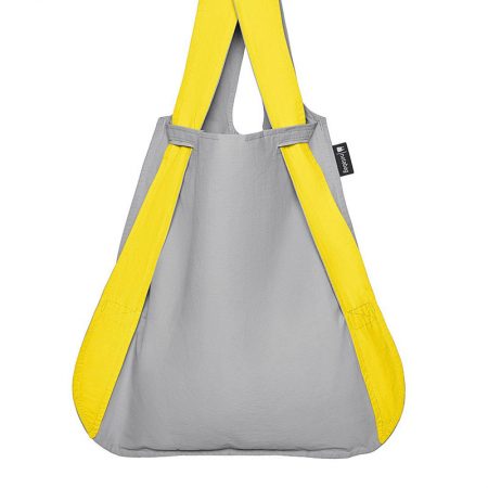 Bolsa-mochila plegable Amarilla y Gris en fomra de bolsa