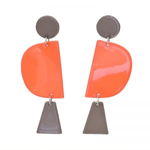 Pendientes metacrilato New Memphis inspirados en la movida Naranja y Gris