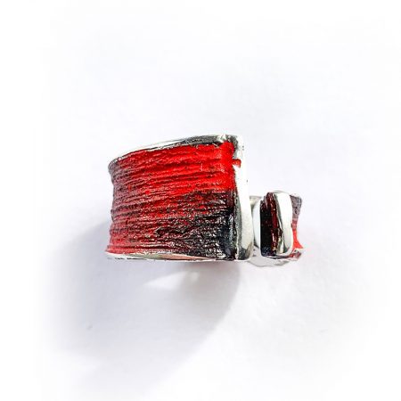 Anillo Plata Orfega Lava colección "Vulcano" Rojo