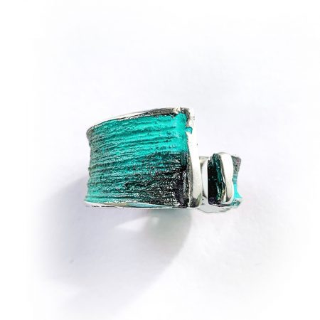 Anillo Plata Orfega Lava colección "Vulcano" Turquesa