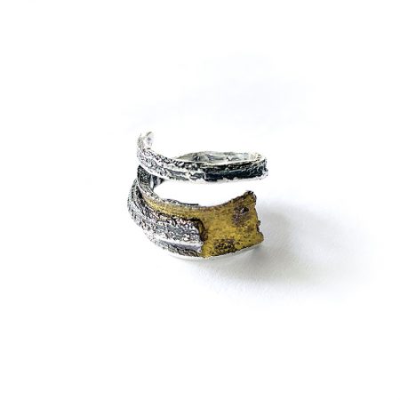Anillo Plata Orfega Magma colección "Vulcano" dorado