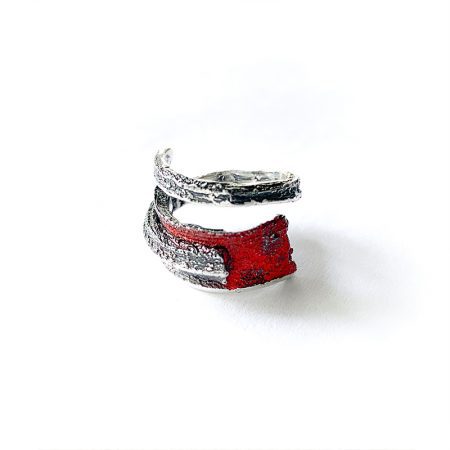 Anillo Plata Orfega Magma colección "Vulcano" Rojo