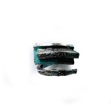 Anillo Plata Orfega Magma colección "Vulcano" turquesa frente