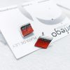 Pendientes de Plata Orfega Lava colección Vulcano Rojo detalle