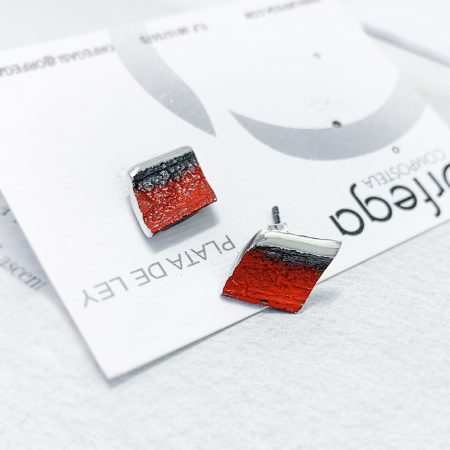Pendientes de Plata Orfega Lava colección Vulcano Rojo detalle
