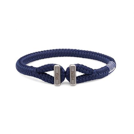 pulsera hombre pig and hen con cierre Icy Ike color plata y azul marino