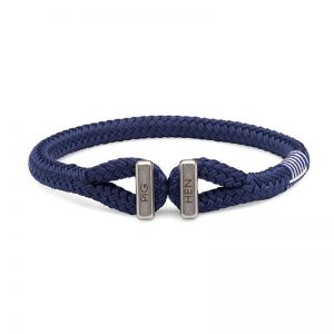 pulsera hombre pig and hen con cierre Icy Ike color plata y azul marino