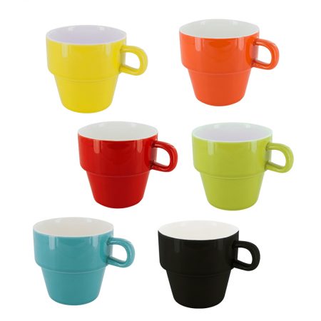 Tazas de café expreso de colores apilables de pylones