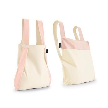 Bolsa-mochila plegable Crema y Rosa claro