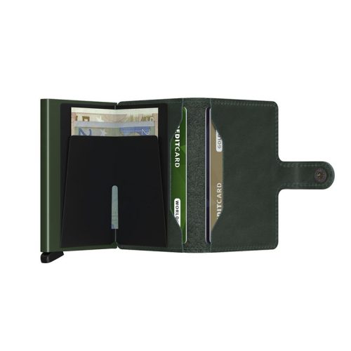 Cartera automatica anticopia SECRID Miniwallet Verde abierta