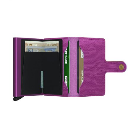Cartera automatica-anticopia Secrid Miniwallet violeta vibrante abierta