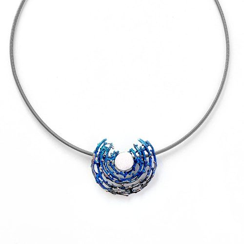 Colgante Plata Orfega "Bajamar" Azul pequeño con salientes en alto brillo Simeltech
