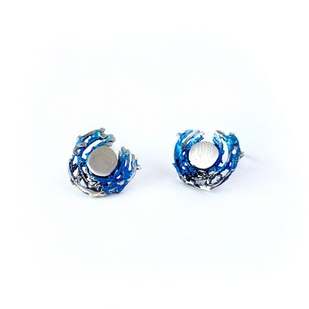 Pendientes de Plata Orfega colección Bajamar con tuerca pequeños Azul