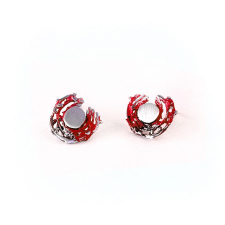 Pendientes de Plata Orfega colección Bajamar con tuerca pequeños Rojos