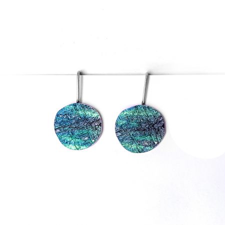 Pendientes de Plata Orfega colección Saturno con gancho pequeños Azules