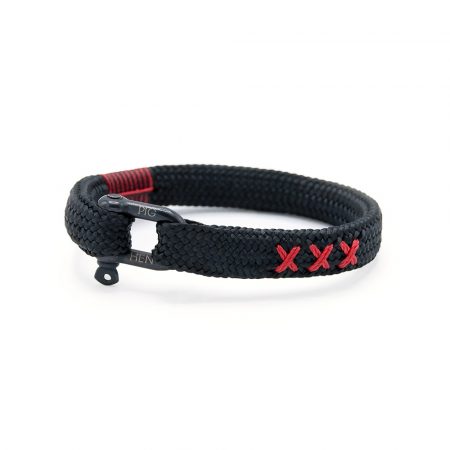 Pulsera Sharp Simon Negra XXX Rojas de Pig & Hen