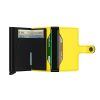 Cartera SECRID Miniwallet automática anticopia MATTE Negro y Amarillo Abierta
