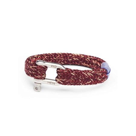 pulsera hombre pig and hen Gorgeous George con correa burdeos y arena con cierre plata