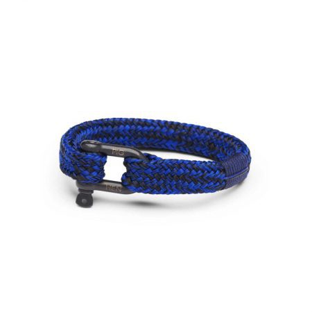 pulsera hombre pig and hen Gorgeous George con correa cobalto y negra con cierre negro