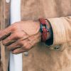 pulsera hombre pig and hen Gorgeous George con correa Rojo coral y azul marino con cierre de gancho negro