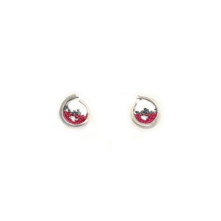 Pendientes de plata Orfega colección Atlántica coral color burdeos pequeños