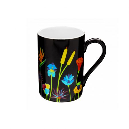 Taza mug Original estampados Pylones Jardín de flores negro