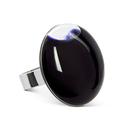 anillo Galet medium liquido negro Pylones