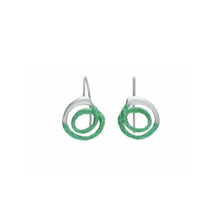 pendientes gancho plata Orfega pequeno verde Oba