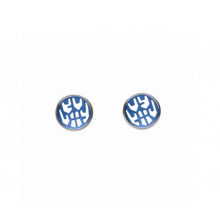 pendientes plata Orfega presion pequeno azul Jordan