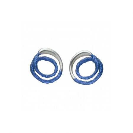 pendientes presion plata Orfega mediano azul Oba