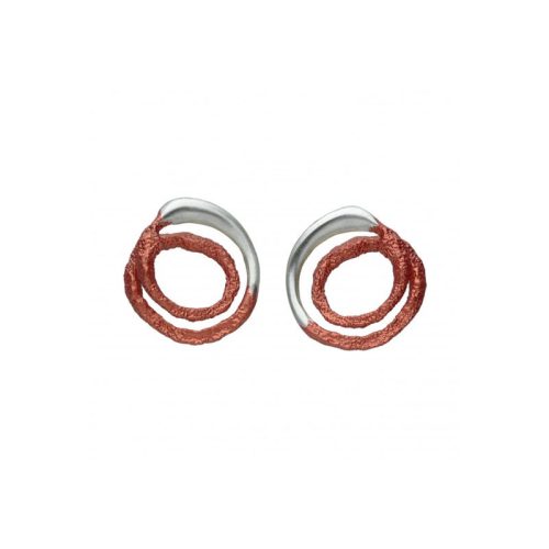 pendientes presion plata Orfega mediano rojo Oba