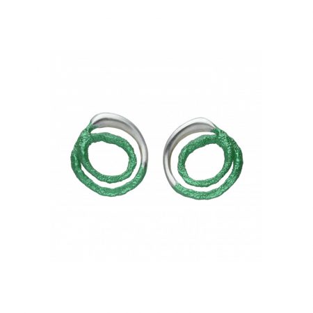 pendientes presion plata Orfega mediano verde Oba