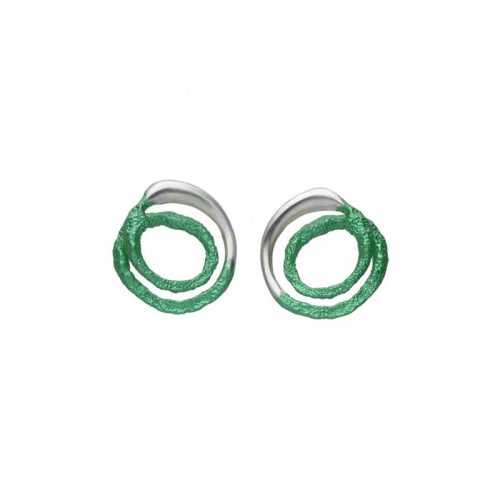 pendientes presion plata Orfega mediano verde Oba