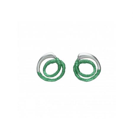 pendientes presion plata Orfega pequeno verde Oba