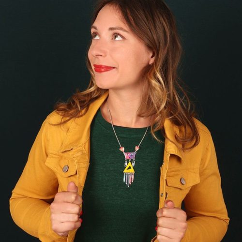 Collar Historia Geografia plateado multicolor Taratata 2