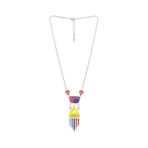 Collar Historia Geografia plateado multicolor Taratata 3