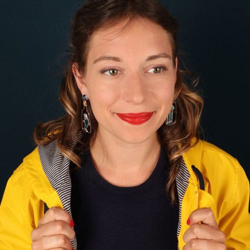 Pendientes boton Vuela Alto plateado azul Taratata 3