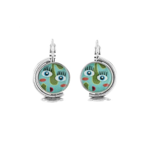 Pendientes Historia Geografia plateado azul Taratata 1