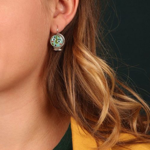 Pendientes Historia Geografia plateado azul Taratata 2