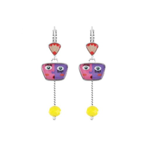 Pendientes Historia Geografia plateado multicolor Taratata 1