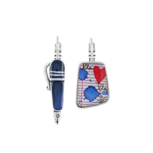 Pendientes Historia y Geografia plateado azul Taratata 1