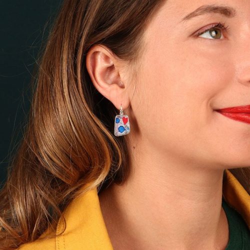 Pendientes Historia y Geografia plateado azul Taratata 2