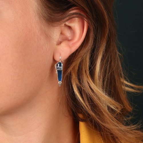 Pendientes Historia y Geografia plateado azul Taratata 3
