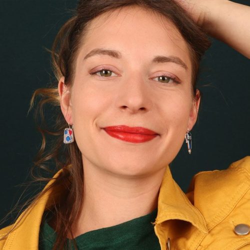 Pendientes Historia y Geografia plateado azul Taratata 4