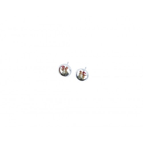 Pendientes plata Orfega Seda presión mini oro burdeos