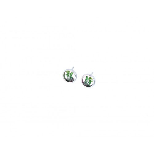 Pendientes plata Orfega Seda presión mini verde