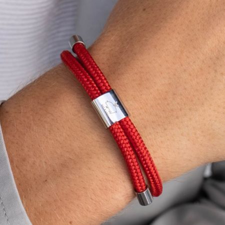 Pulsera Little Lewis 4mm 1 Rojo plata de Pig & Hen